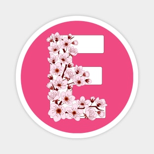 Colorful capital letter E patterned with sakura twig Magnet